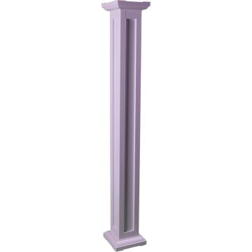 12"W x 12'H Square Recessed Panel Aluminum Column (White)