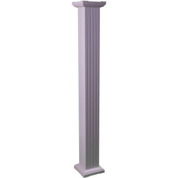 10"W x 8'H Square Fluted Aluminum Column (White)