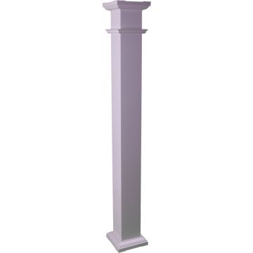8"W x 12'H Square Smooth Aluminum Column (White)